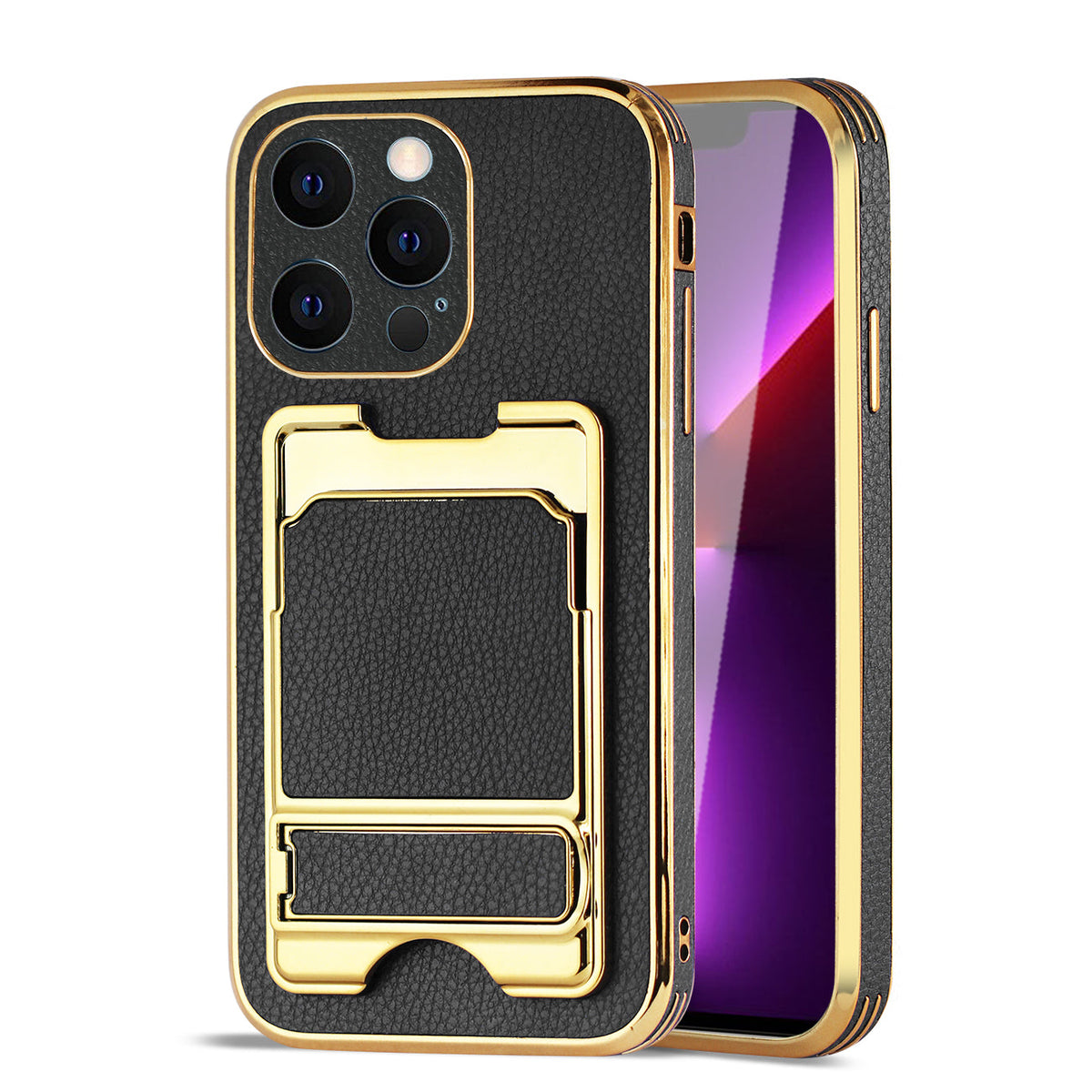 IPHONE 13 Pro Leather Case with Card Holder In Black - Heavy Duty & Reliable | CELL DEMAND Official