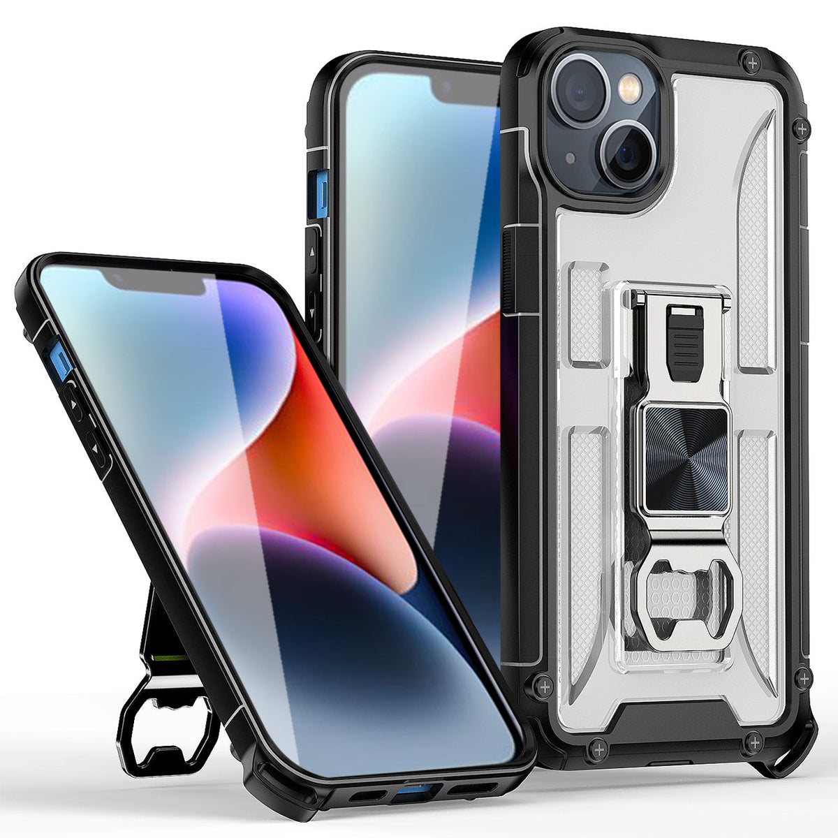 IPHONE 14  Compatible Kickstand Ring Holder/Bottle Opener with Magnetic Car Mount for IPHONE 14  In Clear - Shockproof Protection by CELL DEMAND