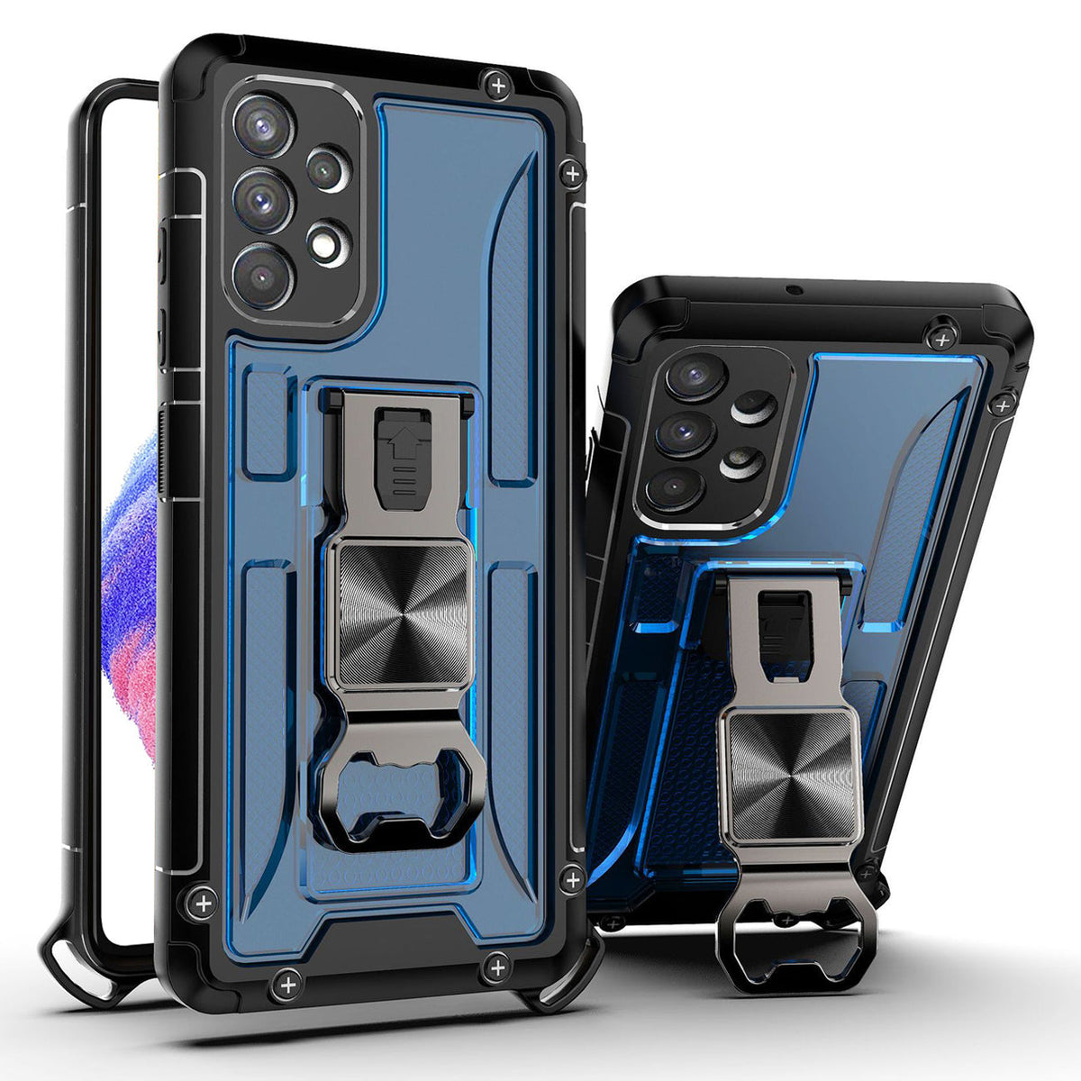 Kickstand Ring Holder/Bottle Opener with Magnetic Car Mount for Samsung Galaxy A53 5G In Blue - Shockproof & Reliable | CELL DEMAND Official