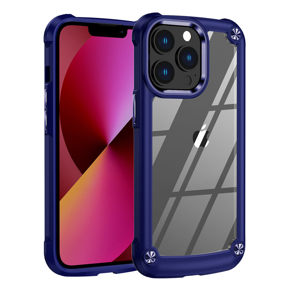iPhone 13 PRO Compatible High Quality Clean PC,TPU and Metal Bumper Case For iPhone 13 PRO In Navy - Ultra-Slim Protection by CELL DEMAND