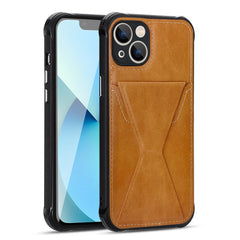 iPhone 13  Compatible TPU Leather Phone Case for Apple iPhone 13 with Card Holder Strap In Brown - Heavy Duty Protection by CELL DEMAND