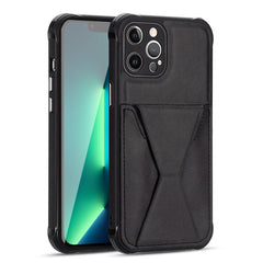 iPhone 13 PRO Compatible TPU Leather Phone Case for Apple iPhone 13 PRO with Card Holder Strap In Black - Shockproof Protection by CELL DEMAND