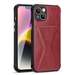 iPhone 14  Compatible TPU Leather Phone Case for Apple iPhone 14 with Card Holder Strap In Red - Ultra-Slim Protection by CELL DEMAND