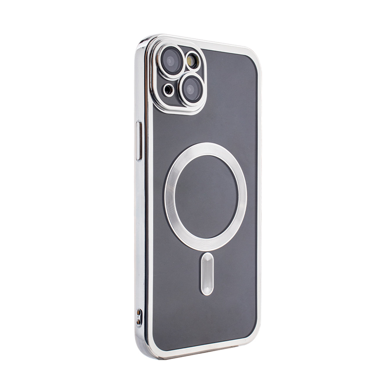 iPhone 15 PLUS Compatible Magnetic Wireless Charging TPU Bumper Case For iPhone 15 PLUS In Silver - Premium Protection by CELL DEMAND