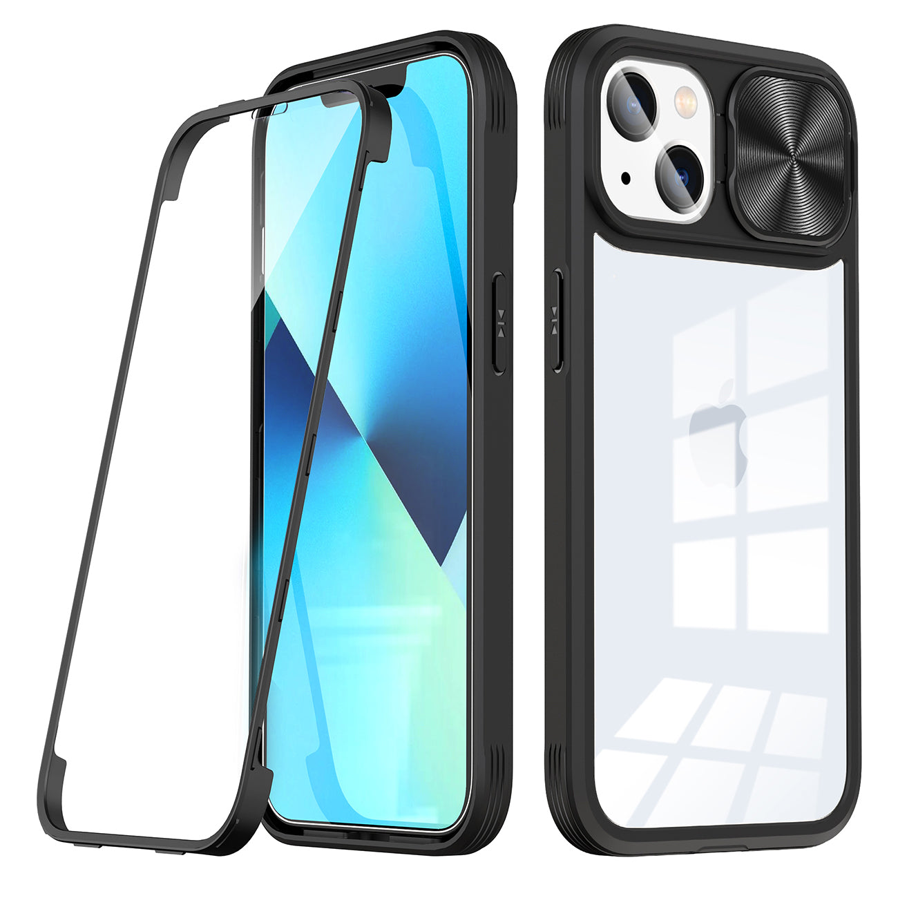 iPhone 14  Compatible Full Protection With Mobile Phone Protective Film Slide Camera Lens Phone Case For iPhone 14 In Black - Crystal Clear Protection by CELL DEMAND