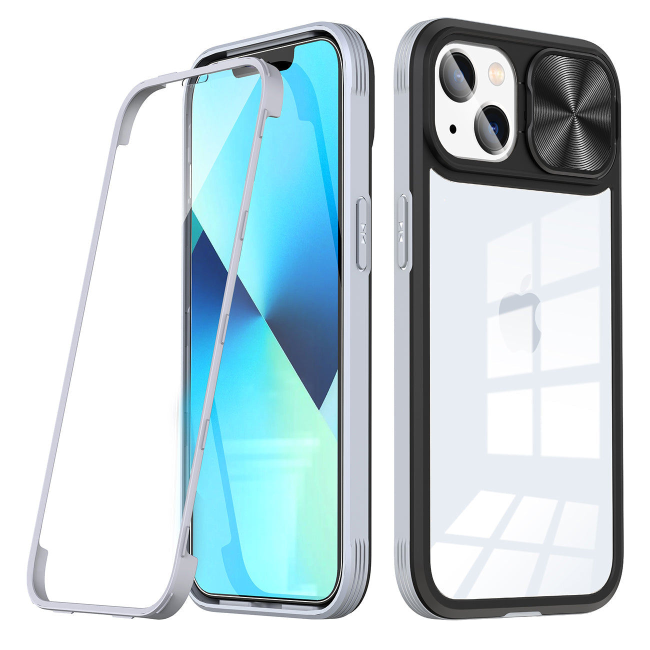 iPhone 14  Compatible Full Protection With Mobile Phone Protective Film Slide Camera Lens Phone Case For iPhone 14 In Gray - Heavy Duty Protection by CELL DEMAND