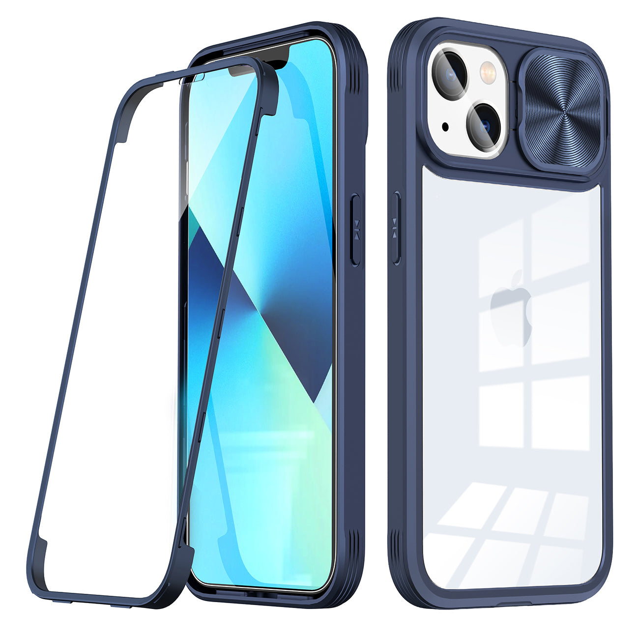 iPhone 14  Compatible Full Protection With Mobile Phone Protective Film Slide Camera Lens Phone Case For iPhone 14 In Navy - Ultra-Slim Protection by CELL DEMAND