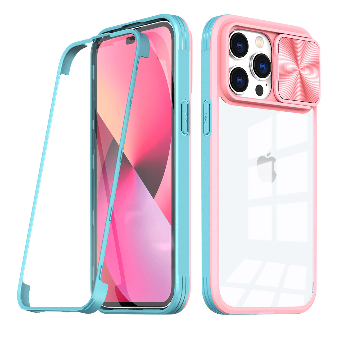 iPhone 14 Pro Compatible Full Protection With Mobile Phone Protective Film Slide Camera Lens Phone Case For iPhone 14 Pro In Pink - Premium Protection by CELL DEMAND