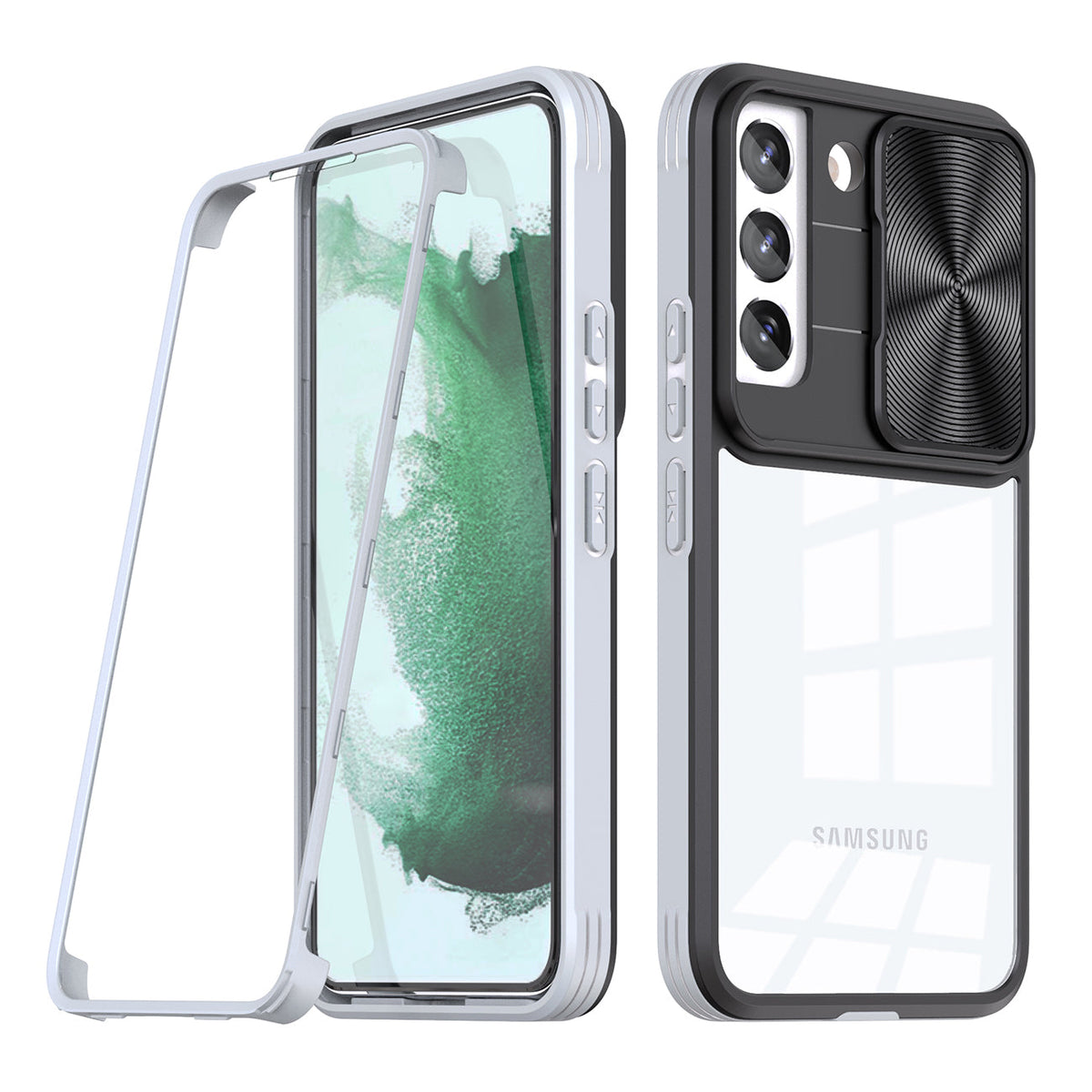 Full Protection With Mobile Phone Protective Film Slide Camera Lens Phone Case For Samsung Galaxy S 22 In Gray - Heavy Duty & Reliable | CELL DEMAND Official