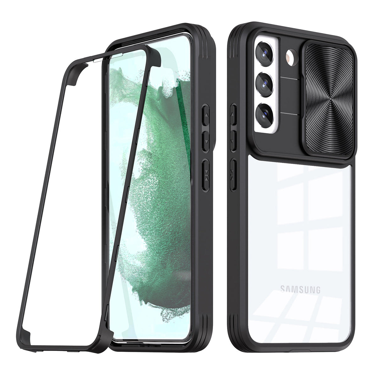 Full Protection With Mobile Phone Protective Film Slide Camera Lens Phone Case For Samsung Galaxy S 22 Plus In Black - Ultra-Slim & Reliable | CELL DEMAND Official