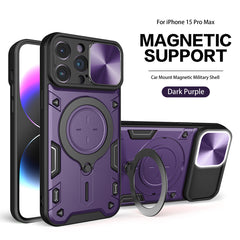 IPHONE 15 PRO Compatible TPU PC Shockproof Magnetic Phone Case with Ring Holder for IPHONE 15 PRO MAX in Purple - Premium Protection by CELL DEMAND