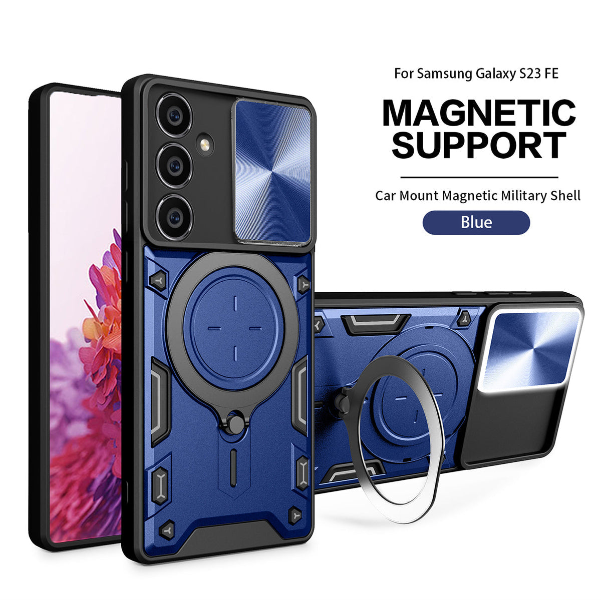 TPU PC Shockproof Magnetic Phone Case for Samsung Galaxy S23 FE in Blue - Premium & Reliable | CELL DEMAND Official