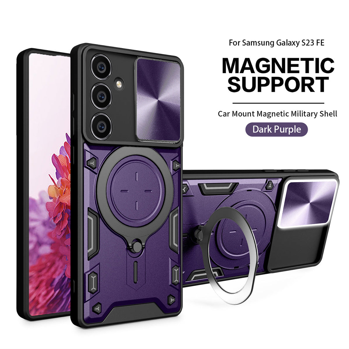 TPU PC Shockproof Magnetic Phone Case for Samsung Galaxy S23 FE in Purple - Ultra-Slim & Reliable | CELL DEMAND Official