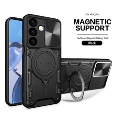 TPU PC Shockproof Magnetic Phone Case with Free Adjustment Ring Holder  For Samsung Galaxy S24 Plus in Black - Ultra-Slim & Reliable | CELL DEMAND Official