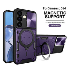 TPU PC Shockproof Magnetic Phone Case with Free Adjustment Ring Holder For Samsung Galaxy S24 in Purple - Premium & Reliable | CELL DEMAND Official