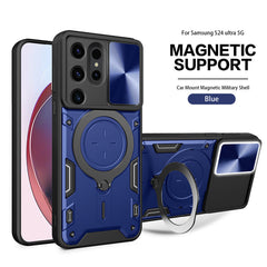 TPU PC Shockproof Magnetic Phone Case with Free Adjustment Ring Holder For Samsung Galaxy S24 Ultra in Blue - Ultra-Slim & Reliable | CELL DEMAND Official