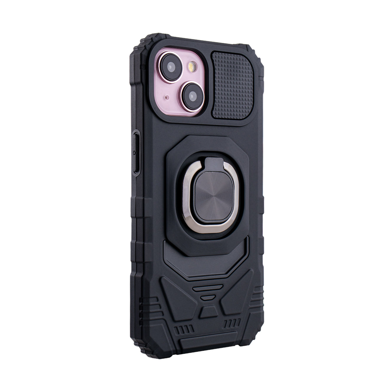 IPHONE 15  Compatible Kickstand Ring Holder TPU Shockproof Case for IPHONE 15 in Black - Heavy Duty Protection by CELL DEMAND