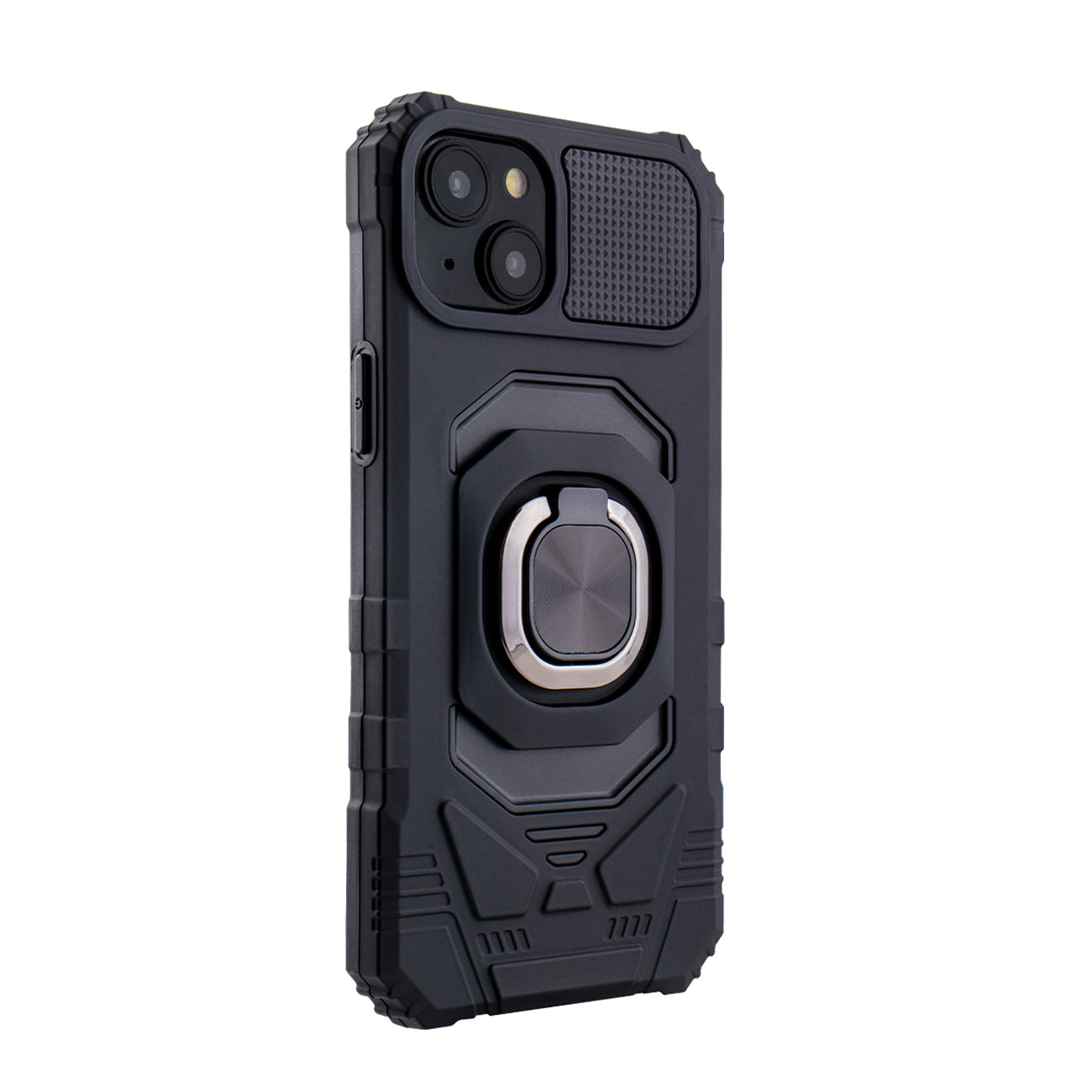 IPHONE 15 PLUS Compatible Kickstand Ring Holder TPU Shockproof Case for IPHONE 15 PLUS in Black - Heavy Duty Protection by CELL DEMAND