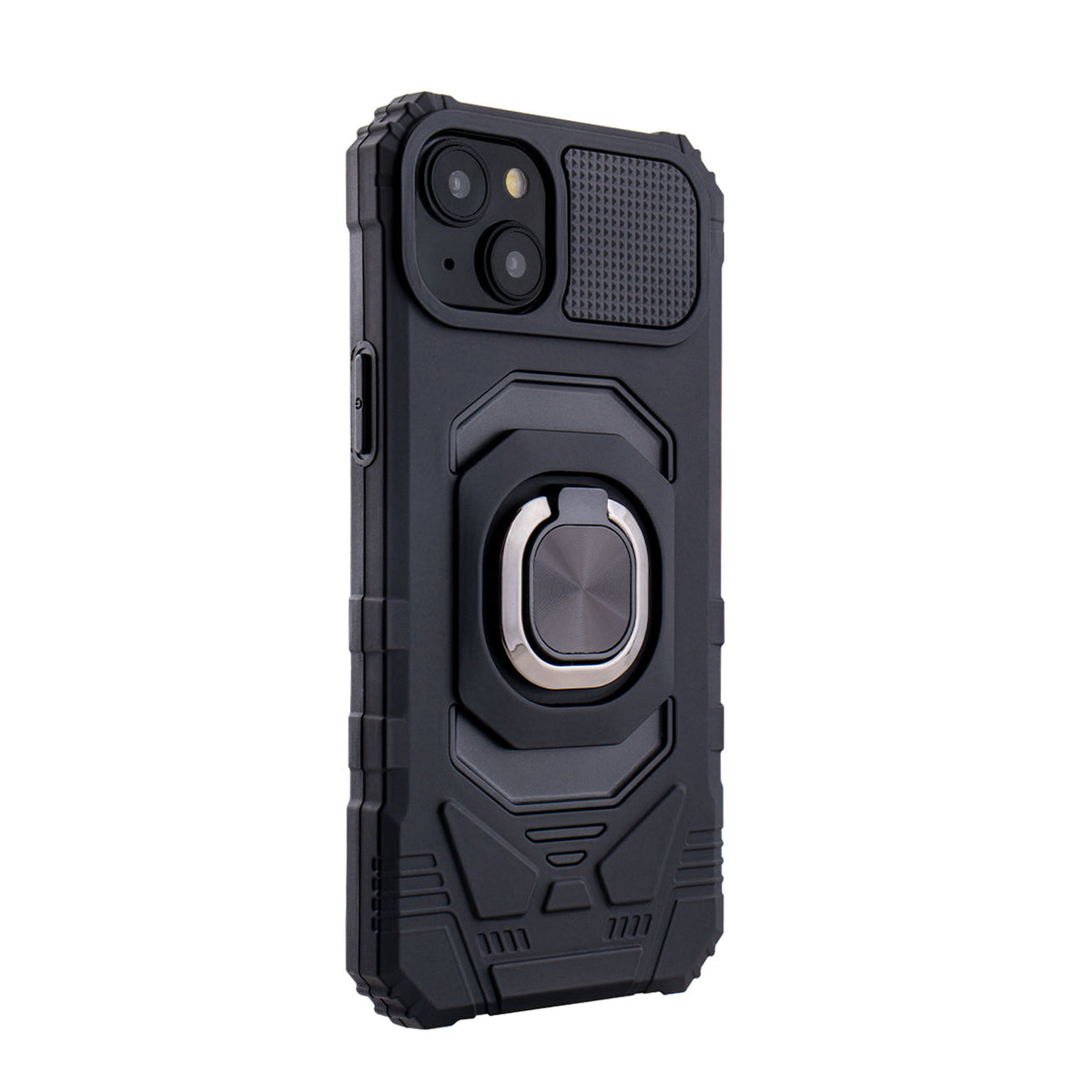 IPHONE 15 PLUS Compatible Kickstand Ring Holder TPU Shockproof Case for IPHONE 15 PLUS in Black - Heavy Duty Protection by CELL DEMAND