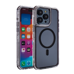 iPhone 15  Compatible Heavy Duty Transparent 3-in-1 Hybrid Shockproof Anti-Fall Protective Magnetic Case for iPhone 15  PRO MAX in Black - Crystal Clear Protection by CELL DEMAND