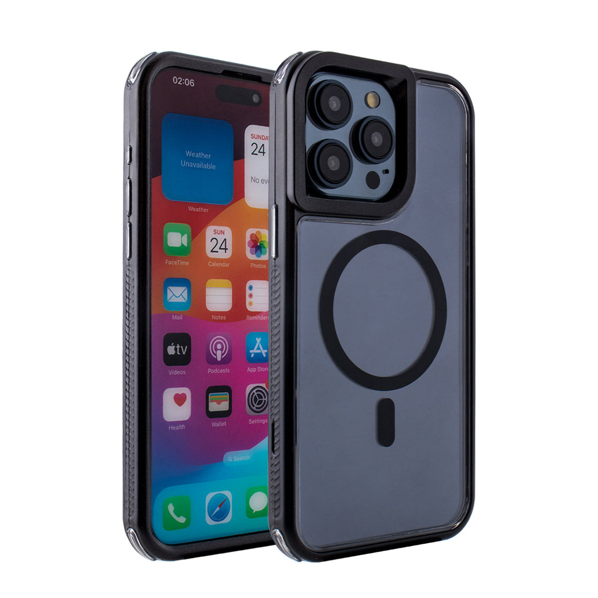 iPhone 15  Compatible Heavy Duty 3-in-1 Hybrid Shockproof Anti-Fall Protective Magnetic Case for iPhone 15  PRO MAX in Black - Crystal Clear Protection by CELL DEMAND