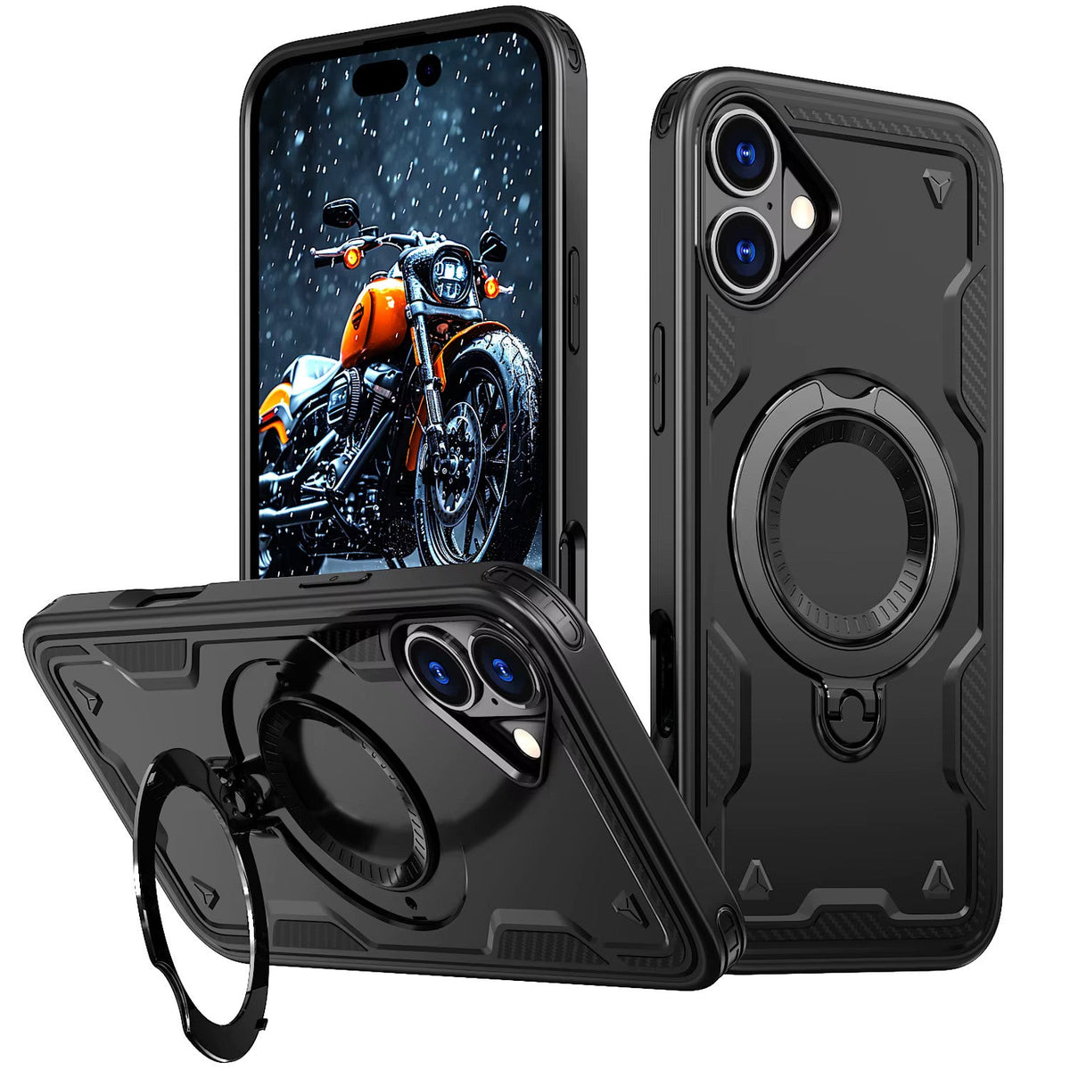 iPhone 16 Compatible 360 Degree Rotating Magnetic Versatile Stand Black Compatible with iPhone 16 - Durable Protection by CELL DEMAND