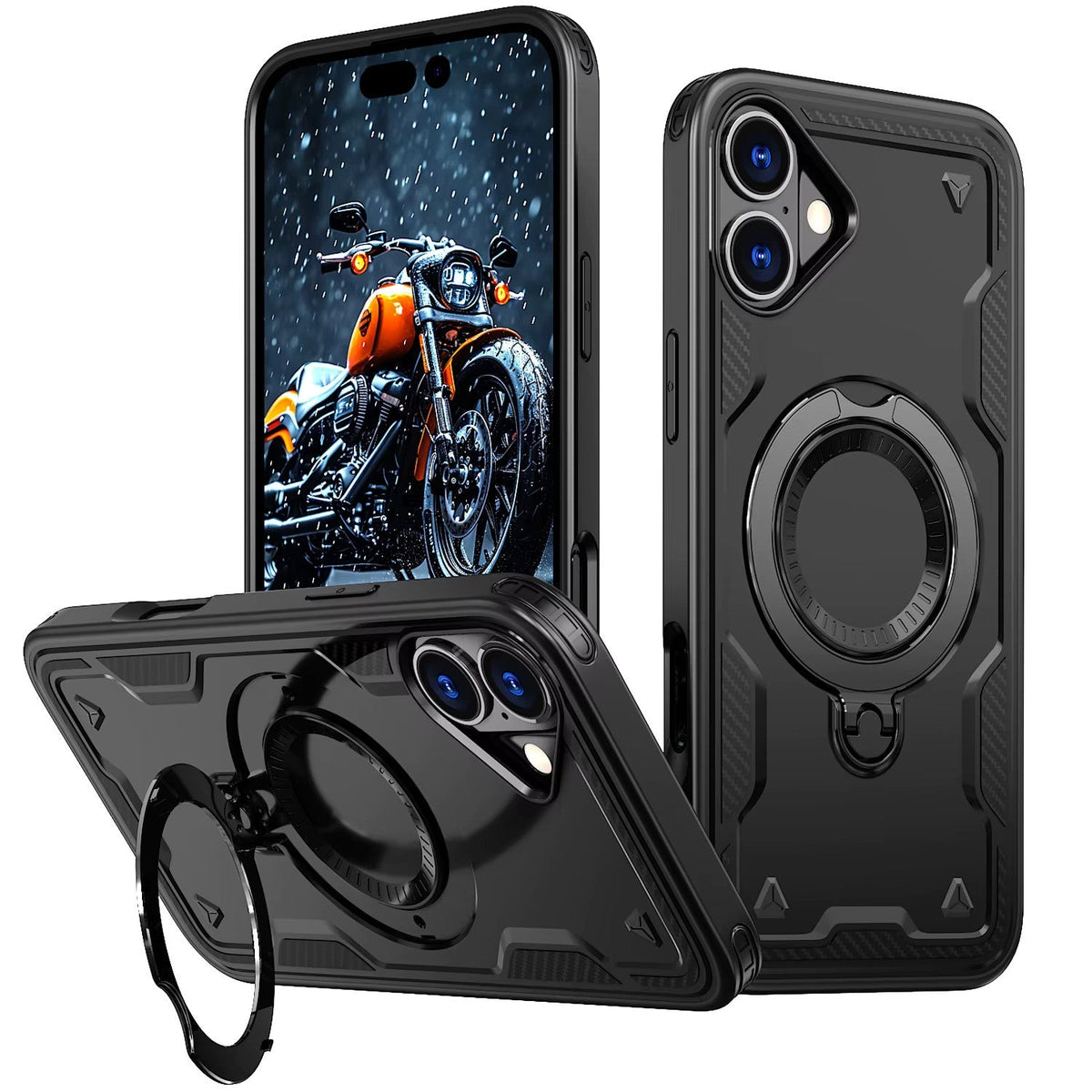 iPhone 16 Plus Compatible 360 Degree Rotating Magnetic Versatile Stand Black Compatible with iPhone 16 Plus - Heavy Duty Protection by CELL DEMAND