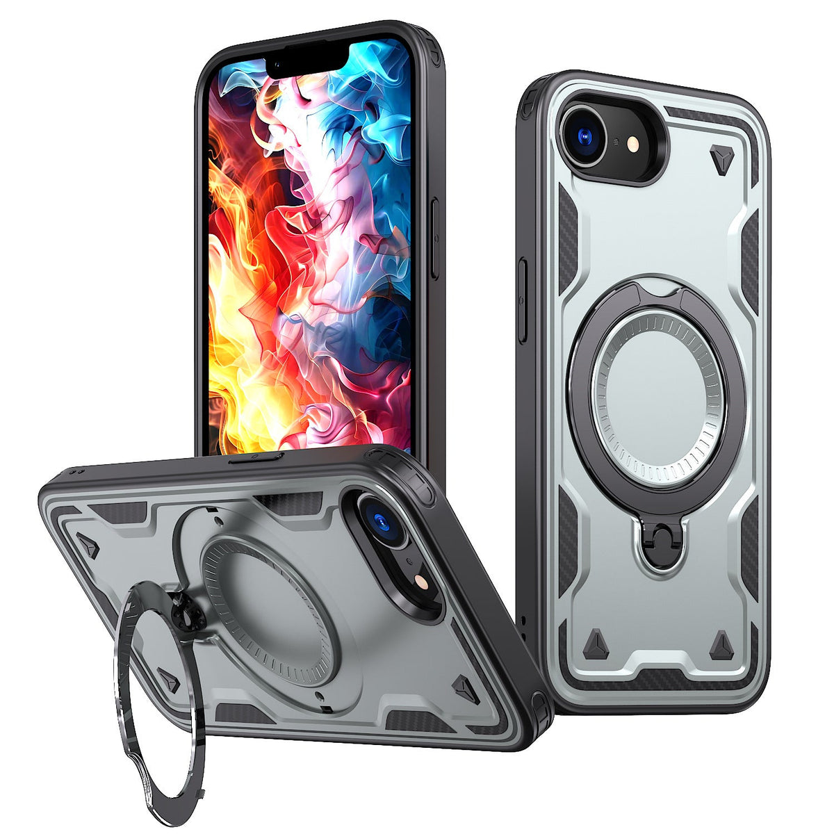 iPhone 16 Compatible 360¡ã Rotating Magnetic Versatile Stand Gray Compatible with iPhone 16E - Premium Protection by CELL DEMAND
