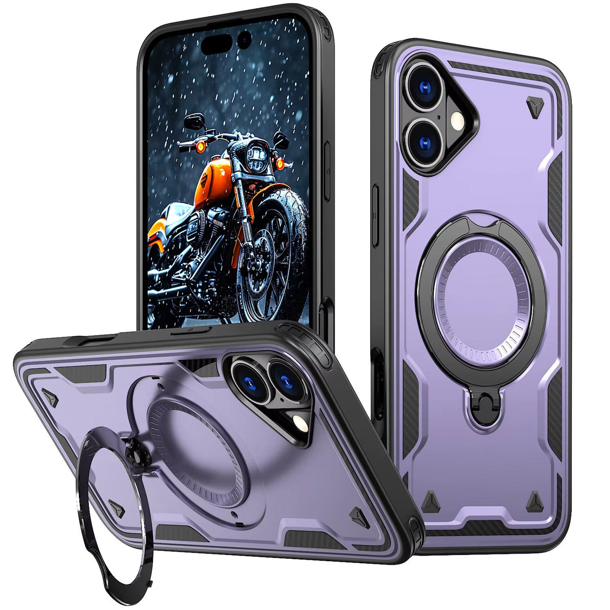 iPhone 16 Compatible 360 Degree Rotating Magnetic Versatile Stand Purple Compatible with iPhone 16 - Durable Protection by CELL DEMAND
