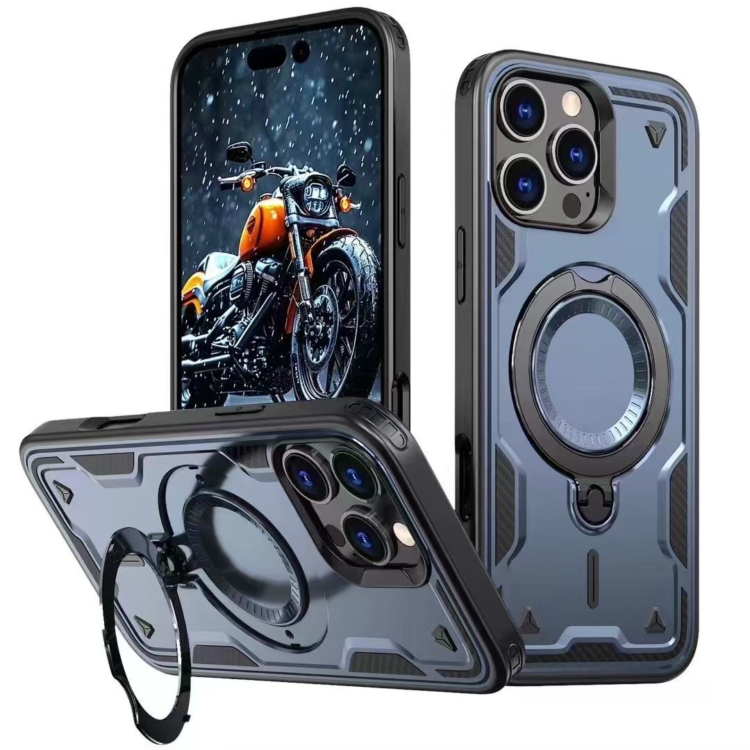 iPhone 16 Pro Compatible 360 Degree Rotating Magnetic Versatile Stand Navy Blue Compatible with iPhone 16 Pro Max - Premium Protection by CELL DEMAND
