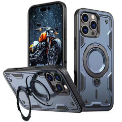 iPhone 16 Pro Compatible 360 Degree Rotating Magnetic Versatile Stand Navy Blue Compatible with iPhone 16 Pro - Ultra-Slim Protection by CELL DEMAND