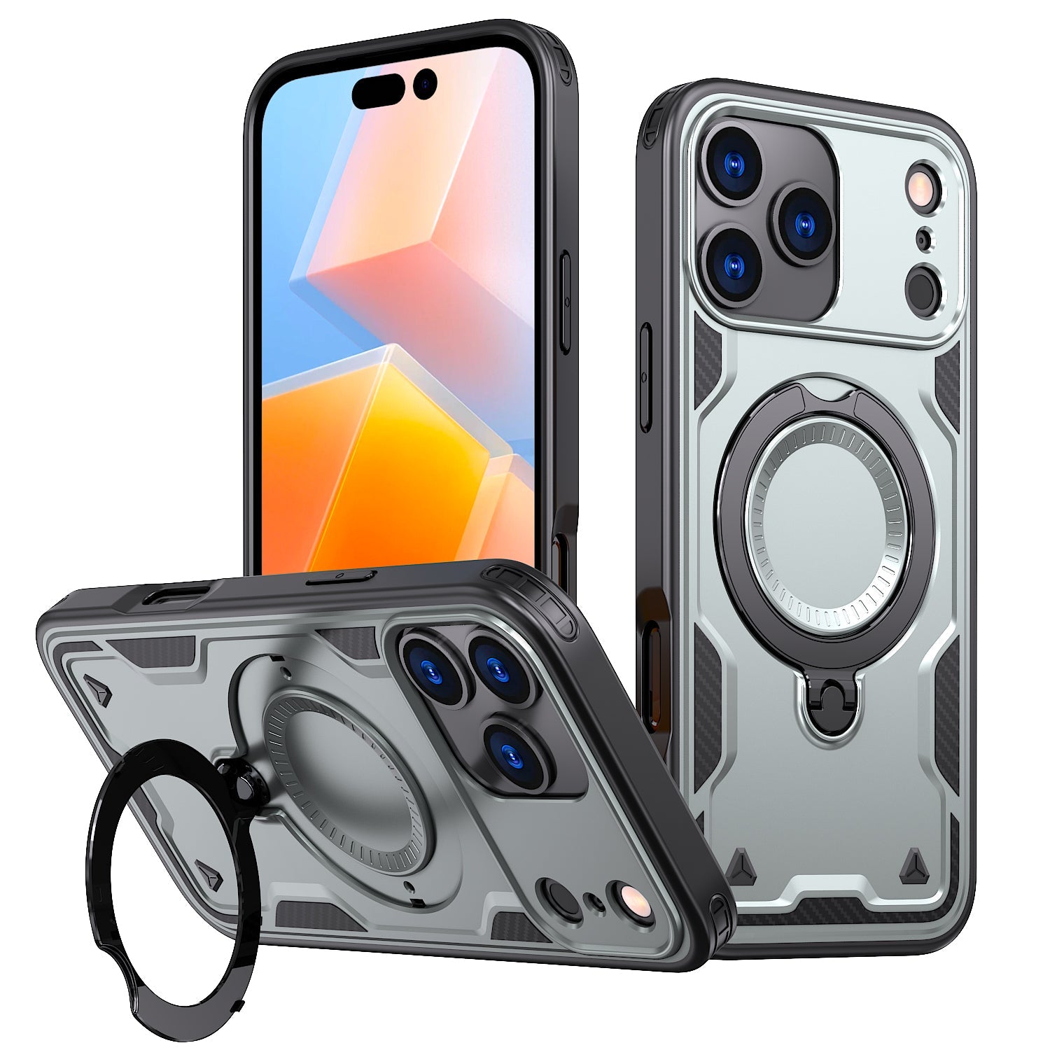 iPhone 17 PRO Compatible 360-degree Rotating Magnetic Versatile Stand Gray Compatible with iPhone 17 PRO MAX - Crystal Clear Protection by CELL DEMAND