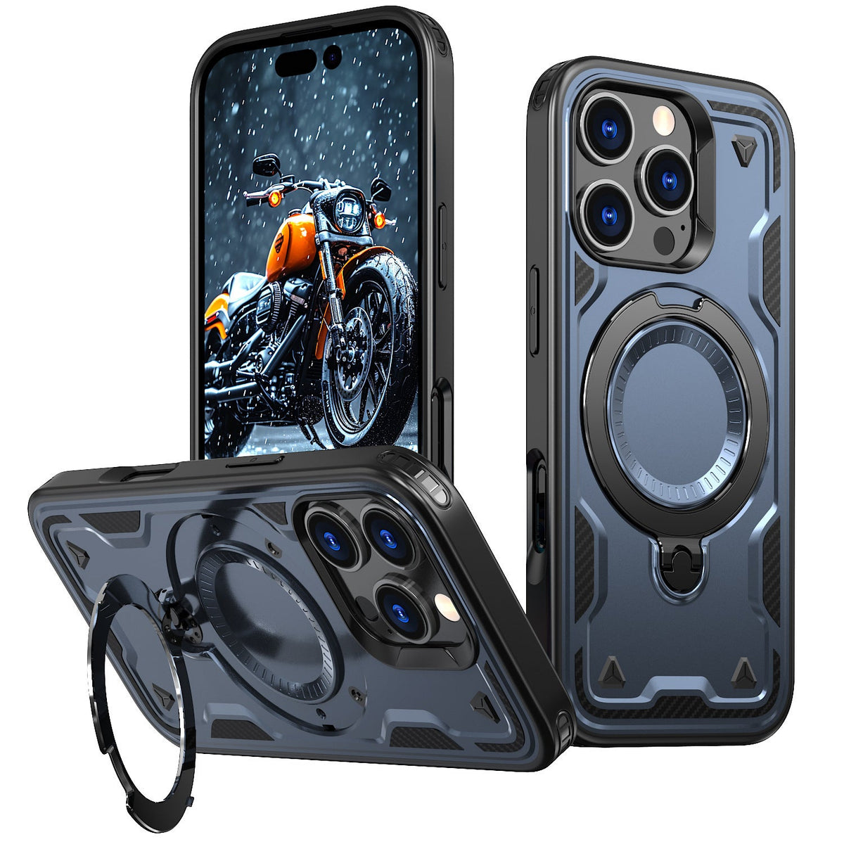 iPhone 17 Compatible 360-degree Rotating Magnetic Versatile Stand Navy Blue Compatible with iPhone 17 - Premium Protection by CELL DEMAND
