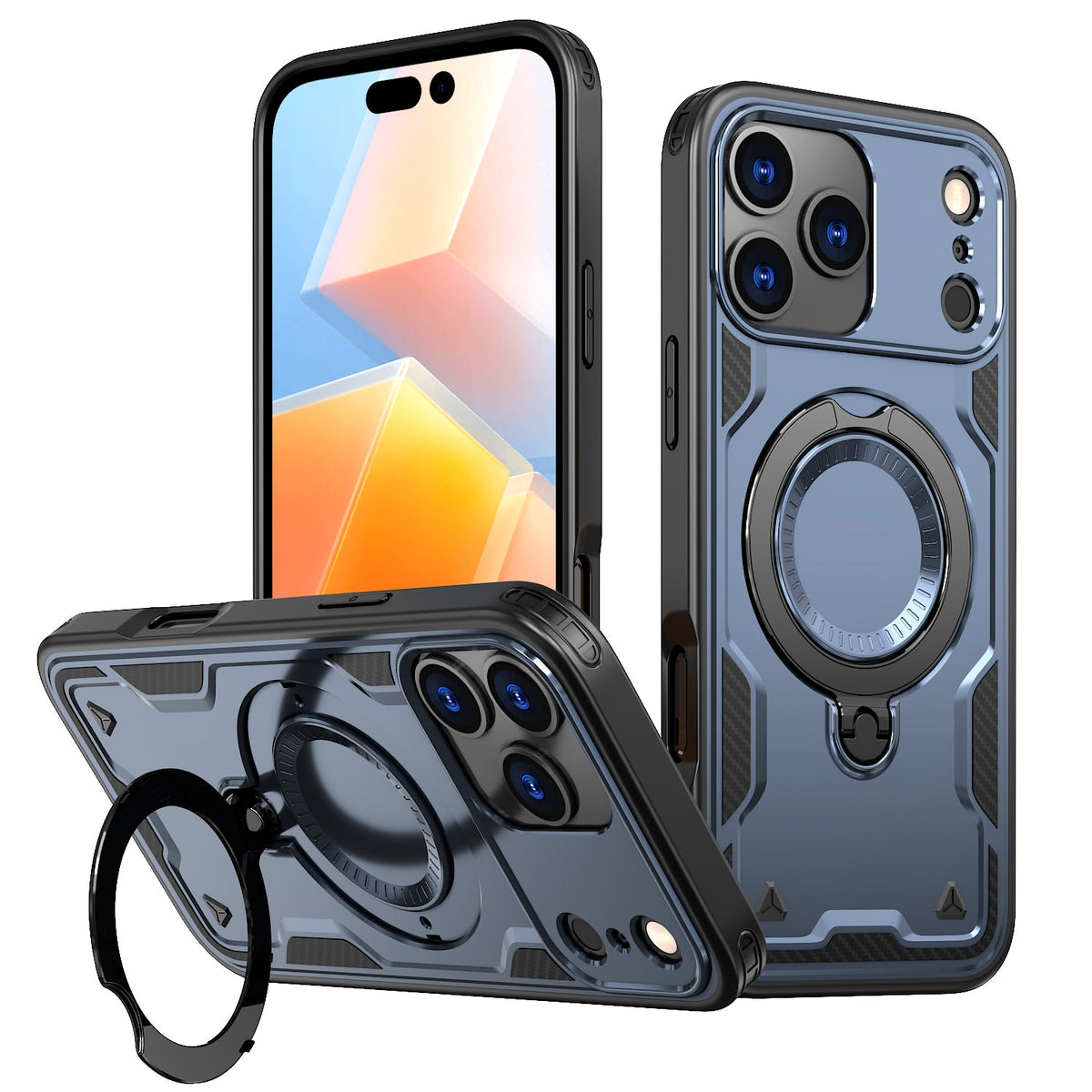 iPhone 17 PRO Compatible 360-degree Rotating Magnetic Versatile Stand Navy Blue Compatible with iPhone 17 PRO - Durable Protection by CELL DEMAND