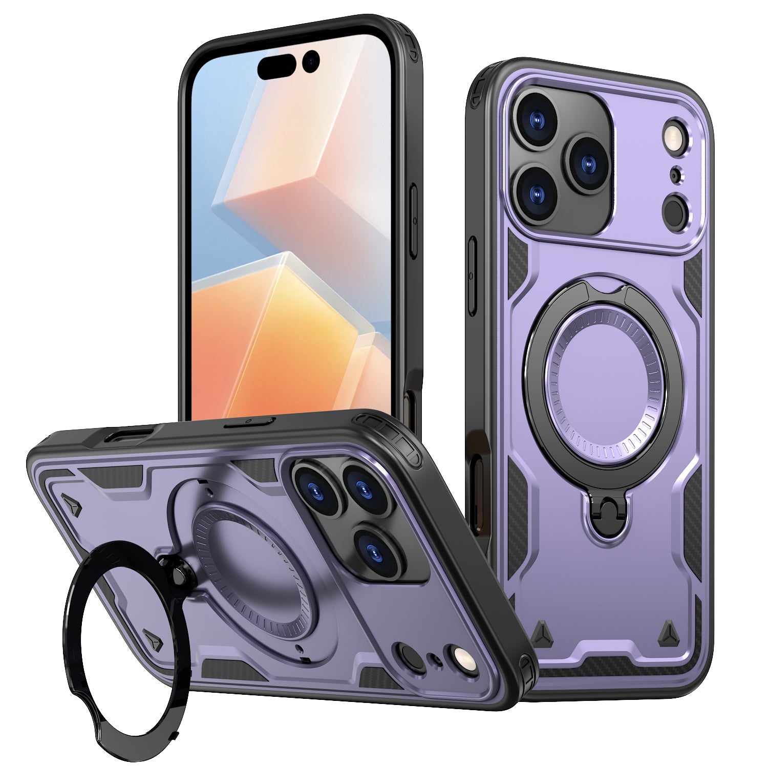 iPhone 17 PRO Compatible 360-degree Rotating Magnetic Versatile Stand Purple Compatible with iPhone 17 PRO - Shockproof Protection by CELL DEMAND