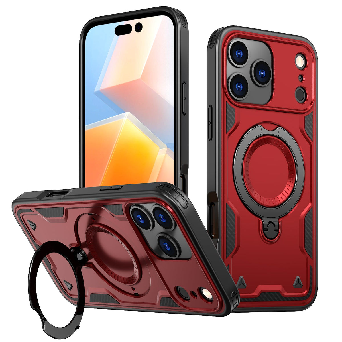 iPhone 17 PRO Compatible 360-degree Rotating Magnetic Versatile Stand Red Compatible with iPhone 17 PRO - Ultra-Slim Protection by CELL DEMAND