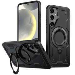 SAMSUNG S25 Compatible 360¡ã Rotating Magnetic Versatile Stand Black Compatible with  SAMSUNG S25FE ,PC73-SAMS25FEBK - Crystal Clear Protection by CELL DEMAND