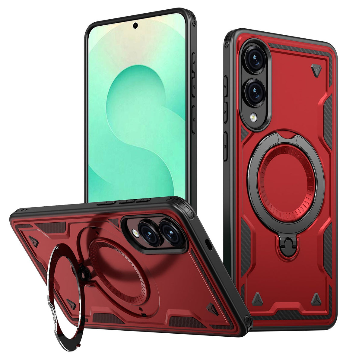 360¡ã Rotating Magnetic Versatile Stand Red Compatible with iPhone Samsung Galaxy S25 EDGE - Premium & Reliable | CELL DEMAND Official