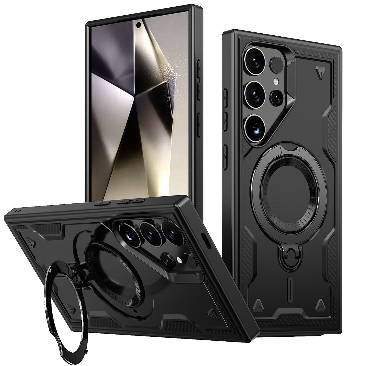 360 Degree Rotating Magnetic Versatile Stand Black Compatible with Samsung Galaxy A15 5G - Premium & Reliable | CELL DEMAND Official