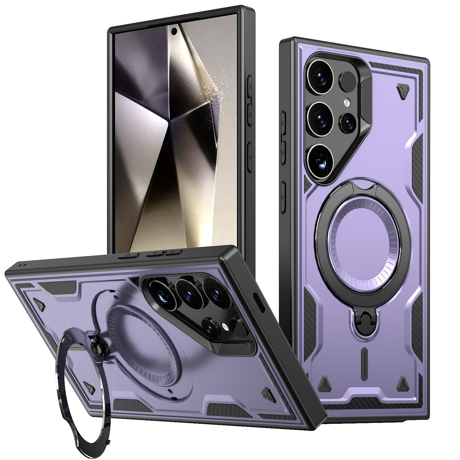 360 Degree Rotating Magnetic Versatile Stand Purple Compatible with iPhone Samsung Galaxy A25 - Shockproof & Reliable | CELL DEMAND Official