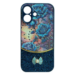 iPhone 16 Compatible Sparkle Glitter Bling  Phone Case in Navy With Colorful Cover For iPhone 16 - Heavy Duty Protection by CELL DEMAND