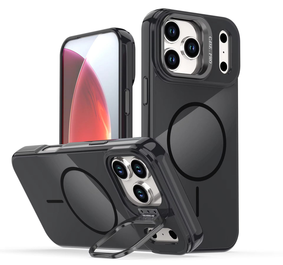 IPHONE 17 PRO Compatible Built-in Stash Stand, Shockproof, Sturdy, Compatible with MagSafe Protection  Stylish Cover,  Compatible with IPHONE 17 PRO MAX , PC76-IPH17MAXBK - Crystal Clear Protection by CELL DEMAND