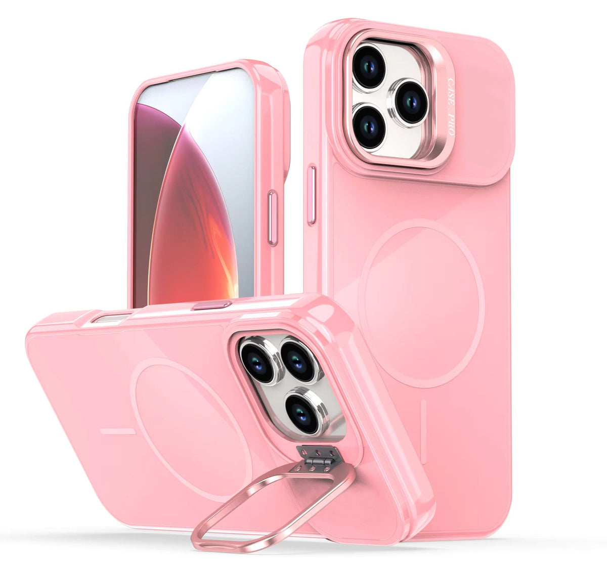 IPHONE 17  Compatible Built-in Stash Stand, Shockproof, Sturdy, Compatible with MagSafe Protection  Stylish Cover,  Compatible  with IPHONE 17  , PC76-IPH17PK - Shockproof Protection by CELL DEMAND