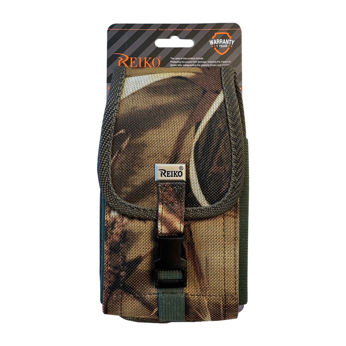 Vertical Rugged Pouch With Buckle Clip In Camouflage (7.0X3.9X0.7 Inches) - Durable & Reliable | CELL DEMAND Official