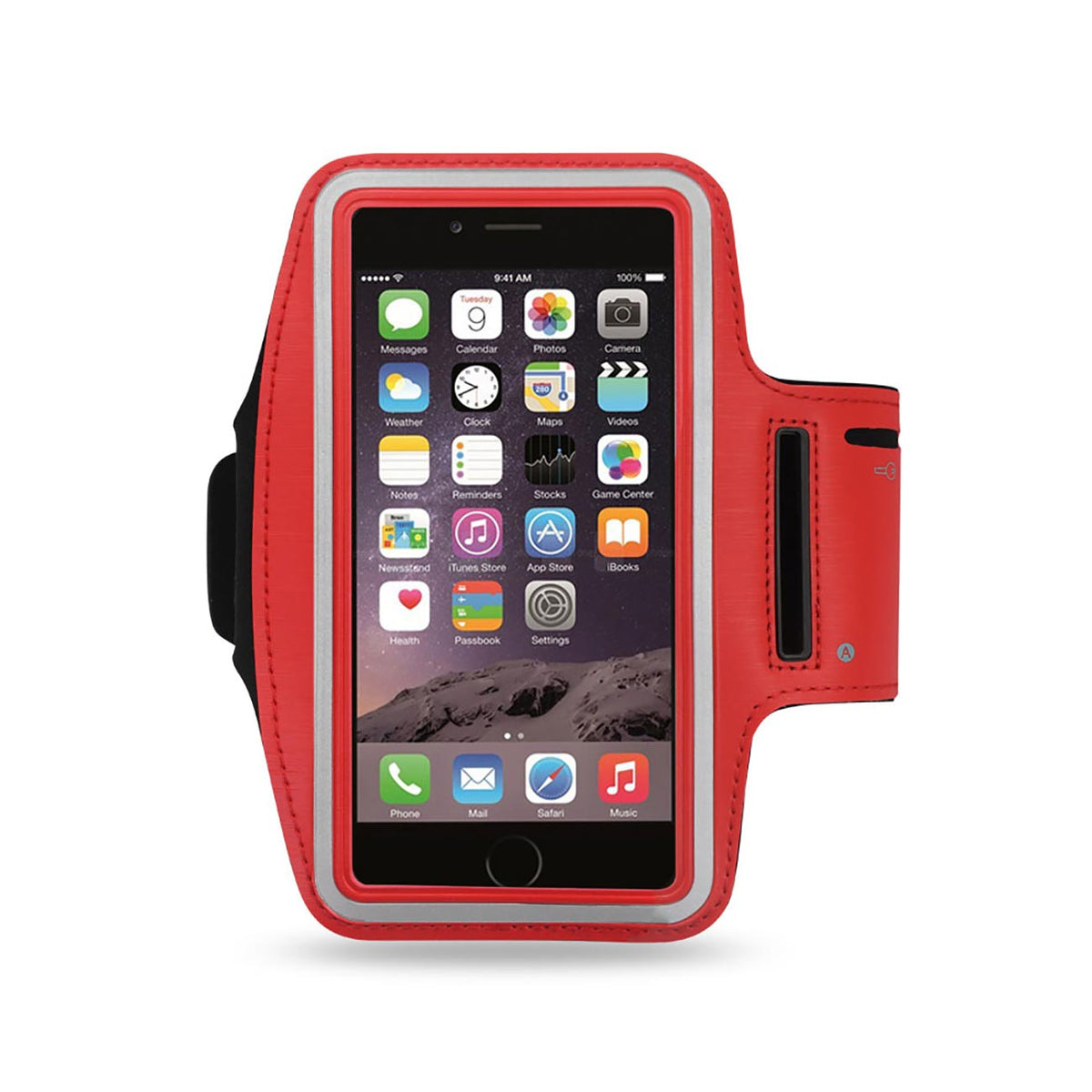 RUNNING ARMBAND WITH TOUCH SCREEN CASE 5.4X2.65X0.35 INCHES IN RED SAB01-UNI47RD - Shockproof & Reliable | CELL DEMAND Official
