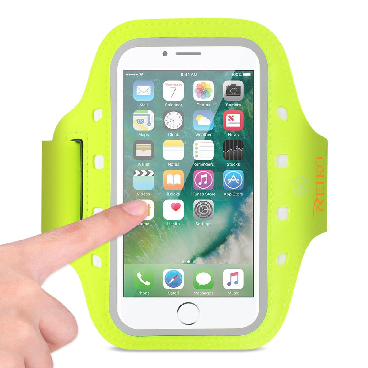 RUNNING SPORTS ARMBAND FOR 5 INCHES DEVICE WITH LED IN GREEN (5x5 INCHES)SAB05-UNI50GR - Shockproof & Reliable | CELL DEMAND Official