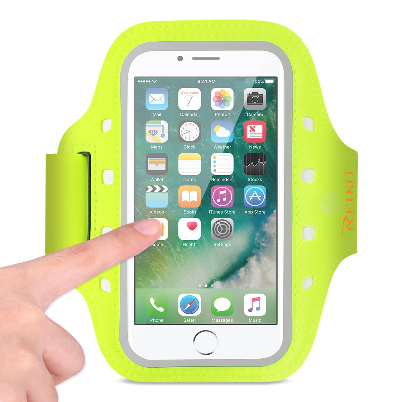 RUNNING SPORTS ARMBAND FOR 5.5 INCHES DEVICE WITH LED IN GREEN (5.5x5.5 INCHES) SAB05-UNI55GR - Heavy Duty & Reliable | CELL DEMAND Official