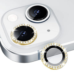 iPhone 14  Compatible Diamond Camera Lens Protector, Diamond Tempered Glass Camera Cover Screen Protector for iPhone 14 / iPhone 14 Plus In Gold - Heavy Duty Protection by CELL DEMAND