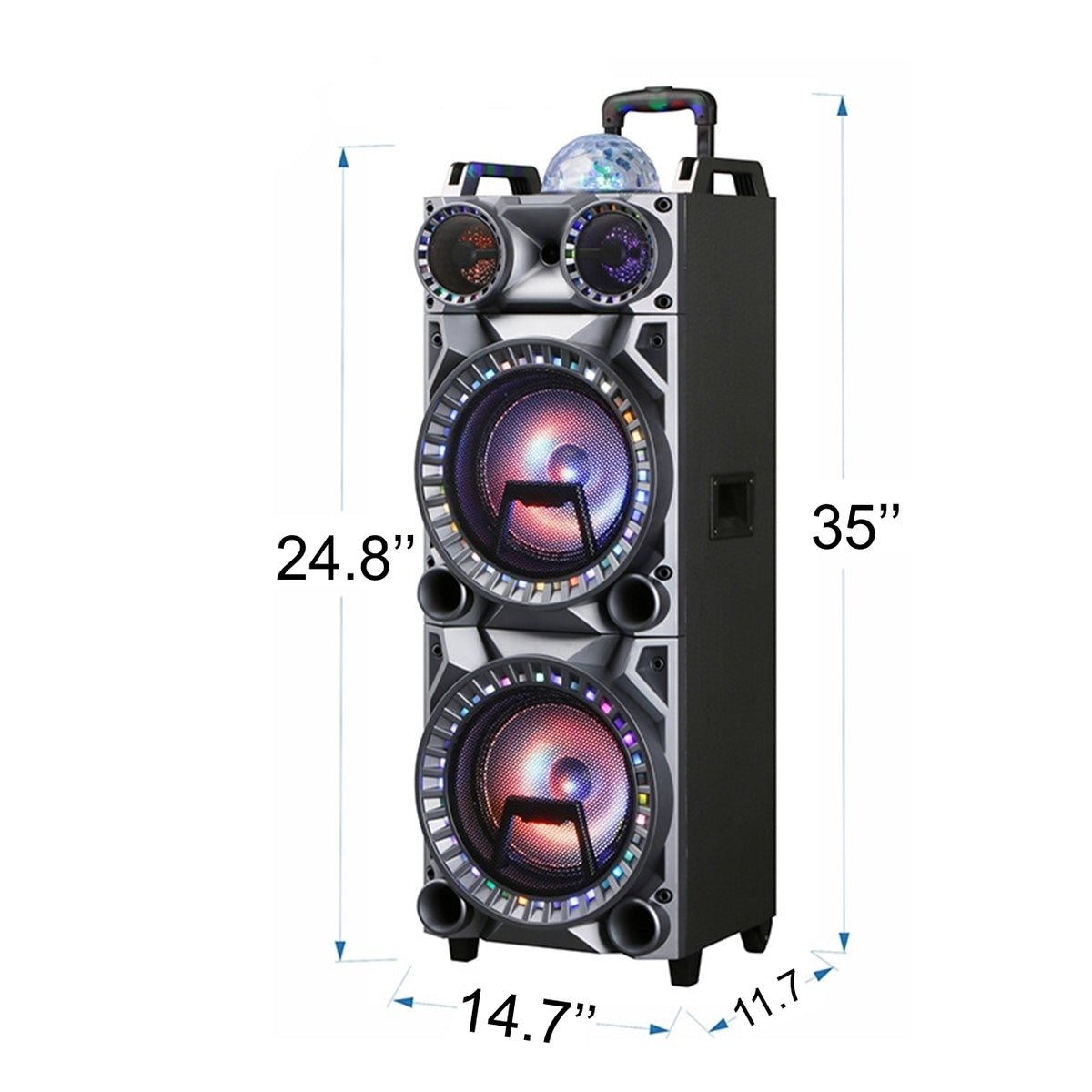 Dual 10" Rechargeable Speaker System with Wheels, LED Lights, Wireless Mic and Remote - Shockproof & Reliable | CELL DEMAND Official