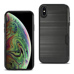 iPhone XS Max Slim Armor Hybrid Case With Card Holder In Black - Heavy Duty & Reliable | CELL DEMAND Official